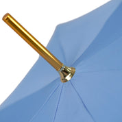 Blue Royalty: Light Blue Umbrella with Elegant Gold Handle