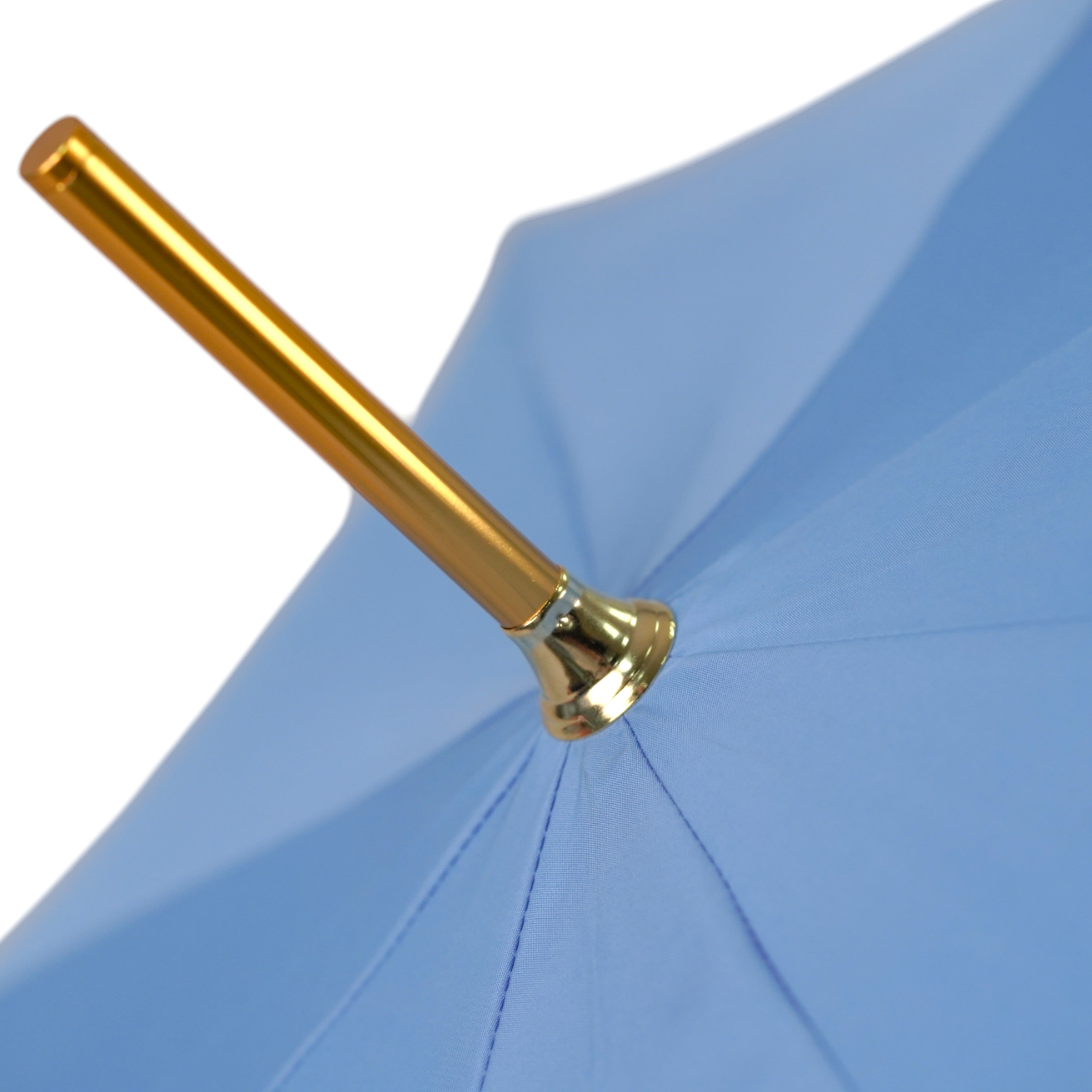 Blue Royalty: Light Blue Umbrella with Elegant Gold Handle