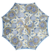 Blue Royalty: Light Blue Umbrella with Elegant Gold Handle