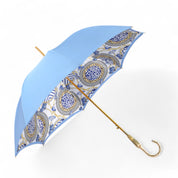 Blue Royalty: Light Blue Umbrella with Elegant Gold Handle