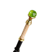 Wild Elegance: Teal Umbrella with Leopard Print and Green Crystal Handle