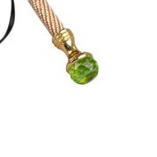 Wild Elegance: Teal Umbrella with Leopard Print and Green Crystal Handle