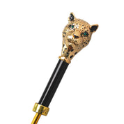 Savannah Majesty: Green Umbrella with Striking Leopard Handle