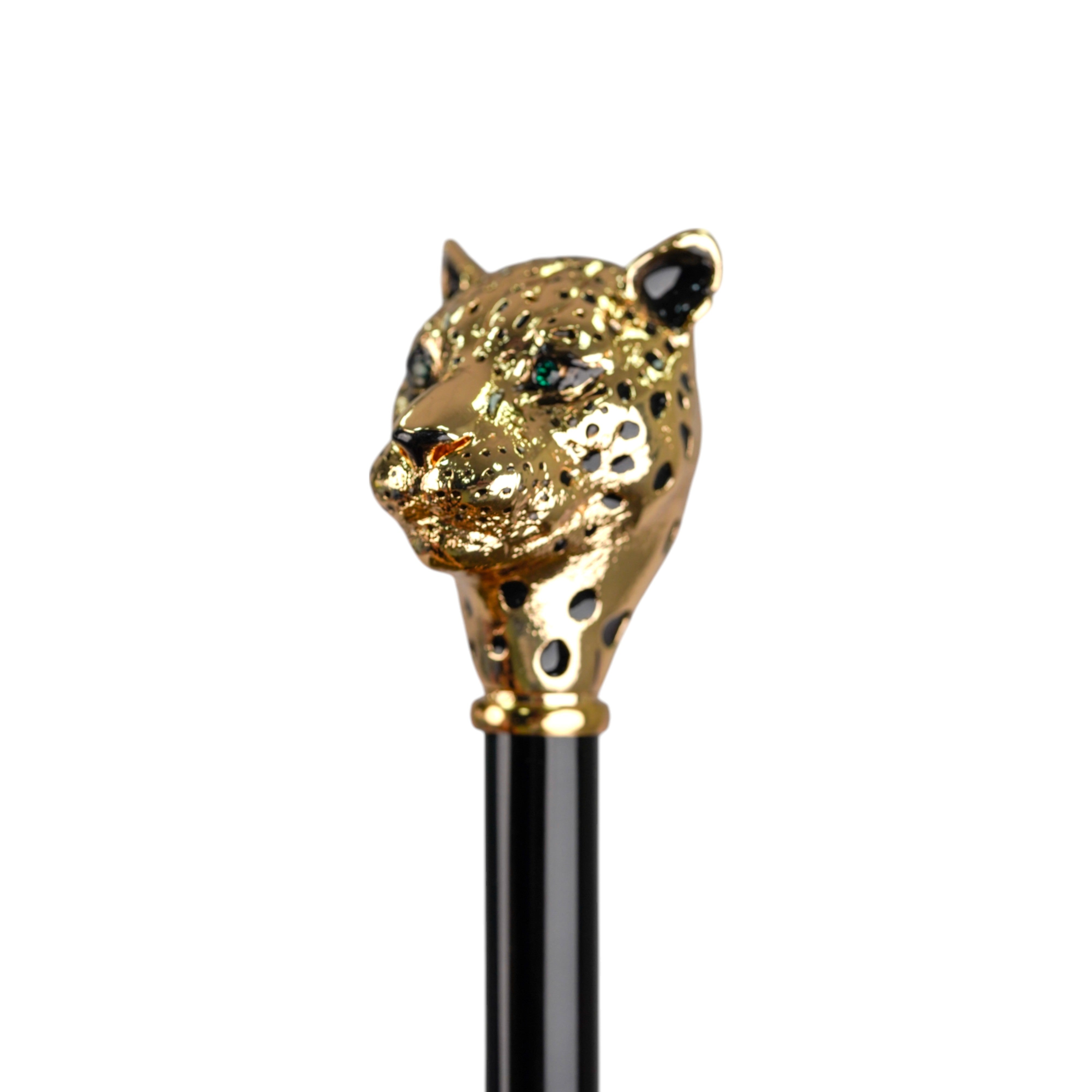 Savannah Majesty: Green Umbrella with Striking Leopard Handle