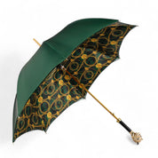 Savannah Majesty: Green Umbrella with Striking Leopard Handle