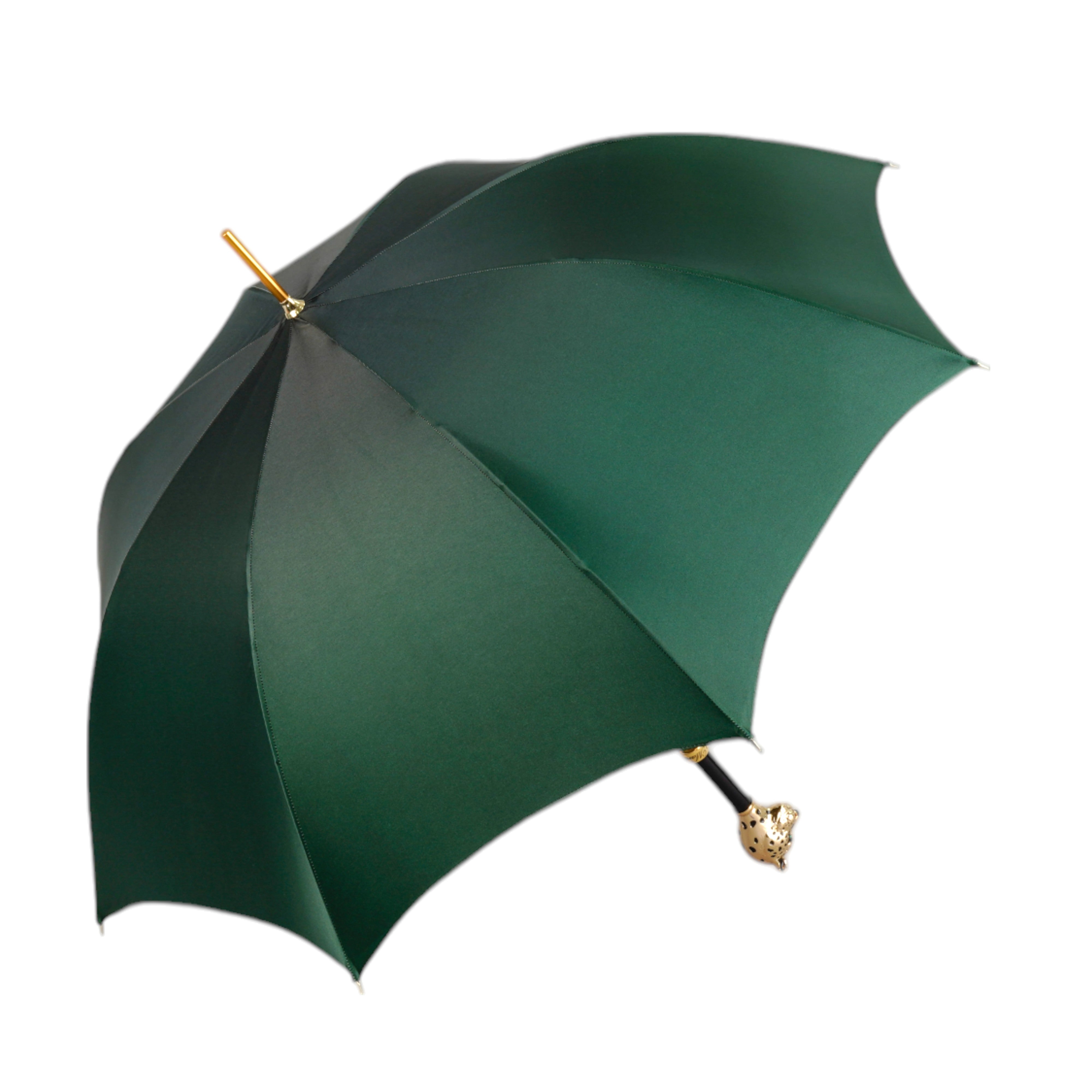 Savannah Majesty: Green Umbrella with Striking Leopard Handle