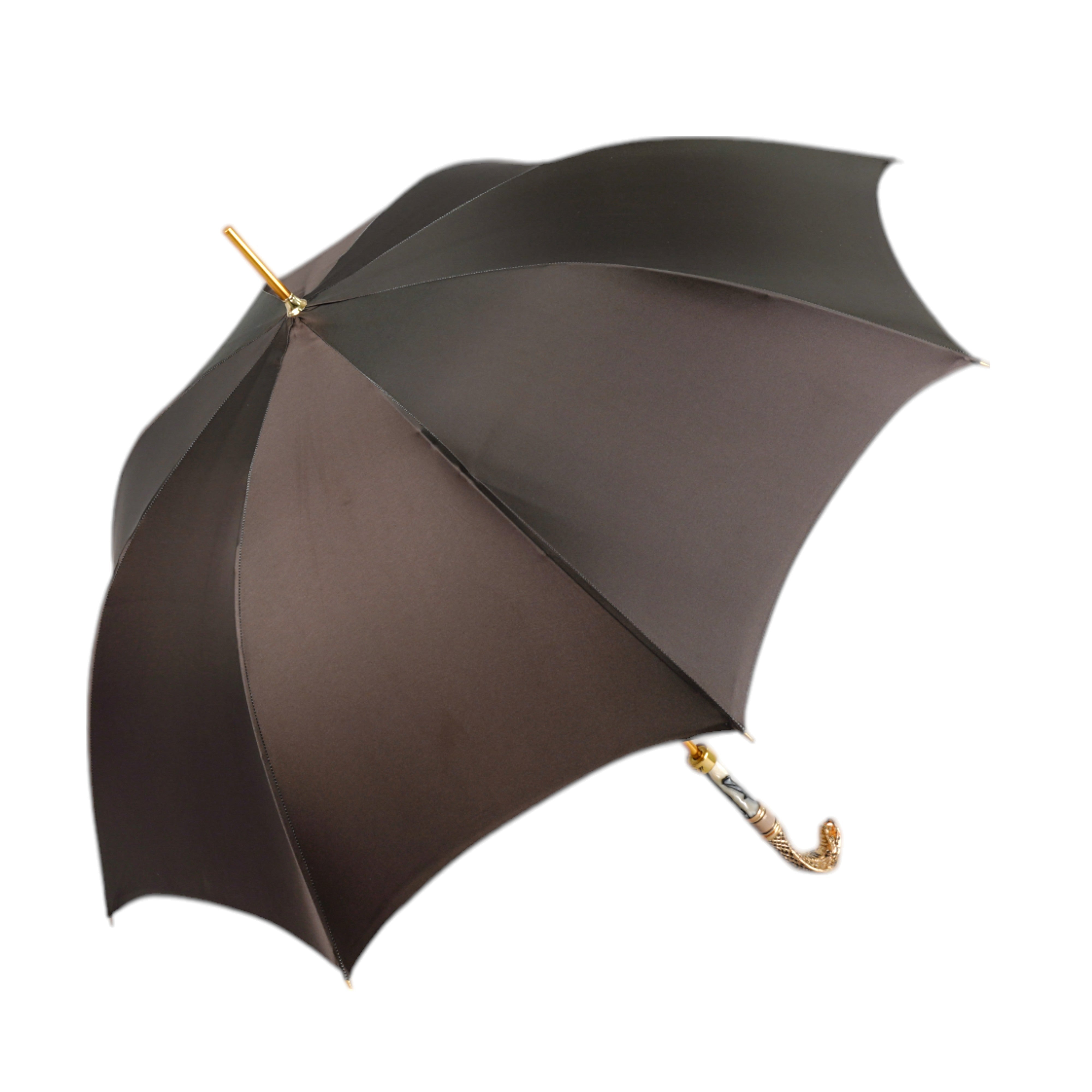 Snake Charmer: il Marchesato Umbrella with Cobra Handle in Gold