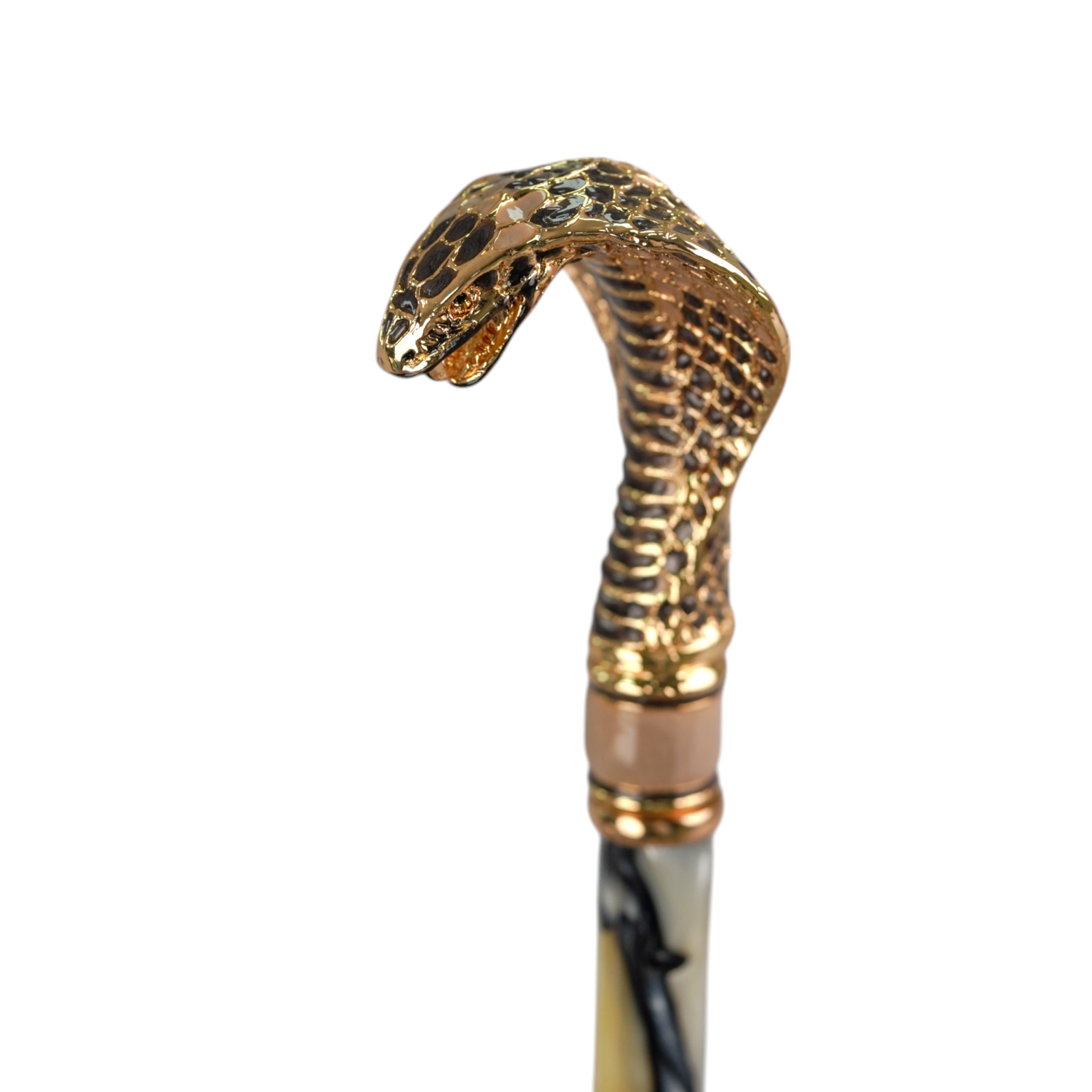 Snake Charmer: il Marchesato Umbrella with Cobra Handle in Gold