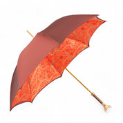 Chic Companion: Red Umbrella with Gold Chihuahua Handle