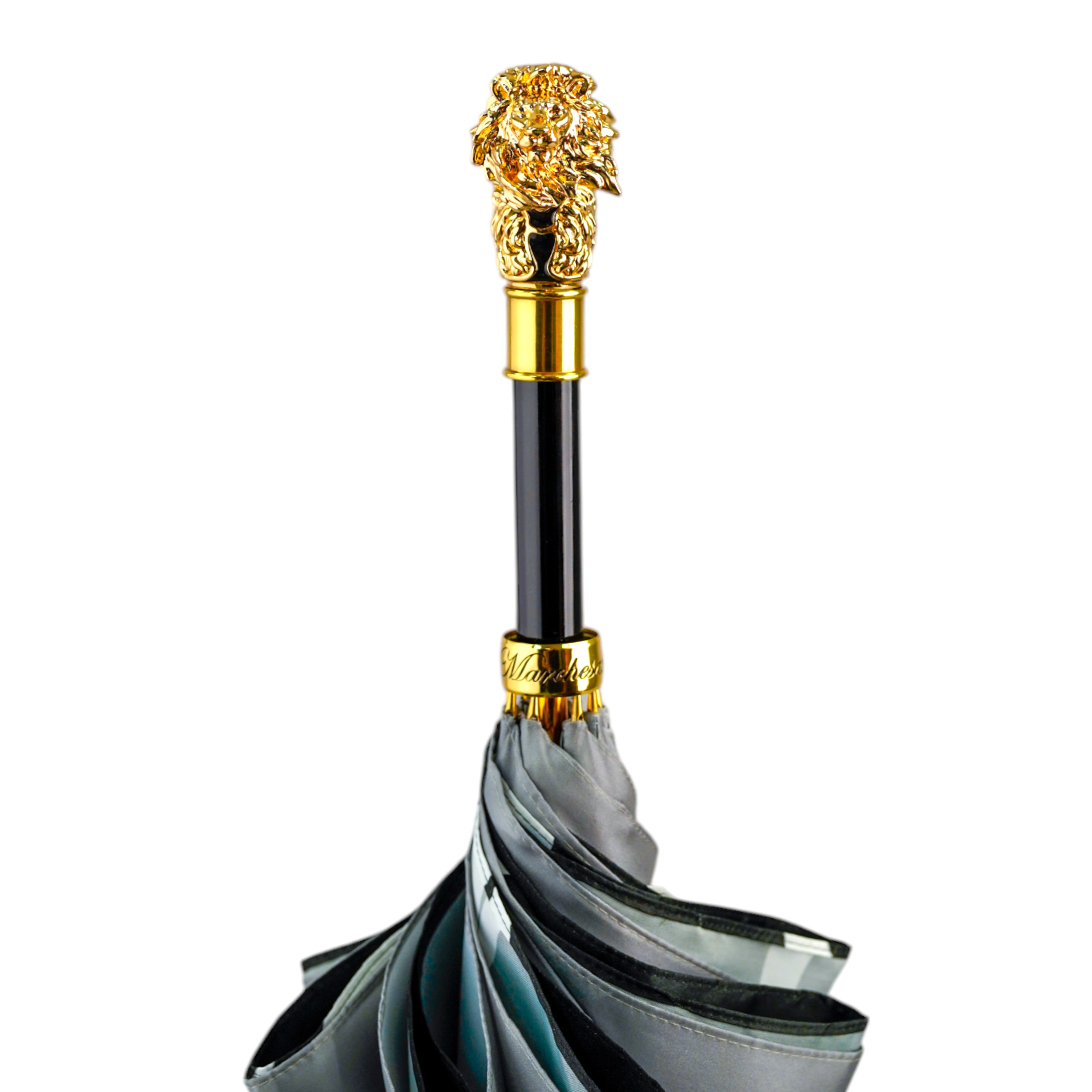 Elegant Umbrella with Gold-Plated Lion Handle – Limited Edition