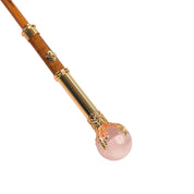 COLLEZIONE LIMITATA - Ombrello rosa con manico placcato oro e pietra di quarzo