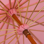 COLLEZIONE LIMITATA - Ombrello rosa con manico placcato oro e pietra di quarzo