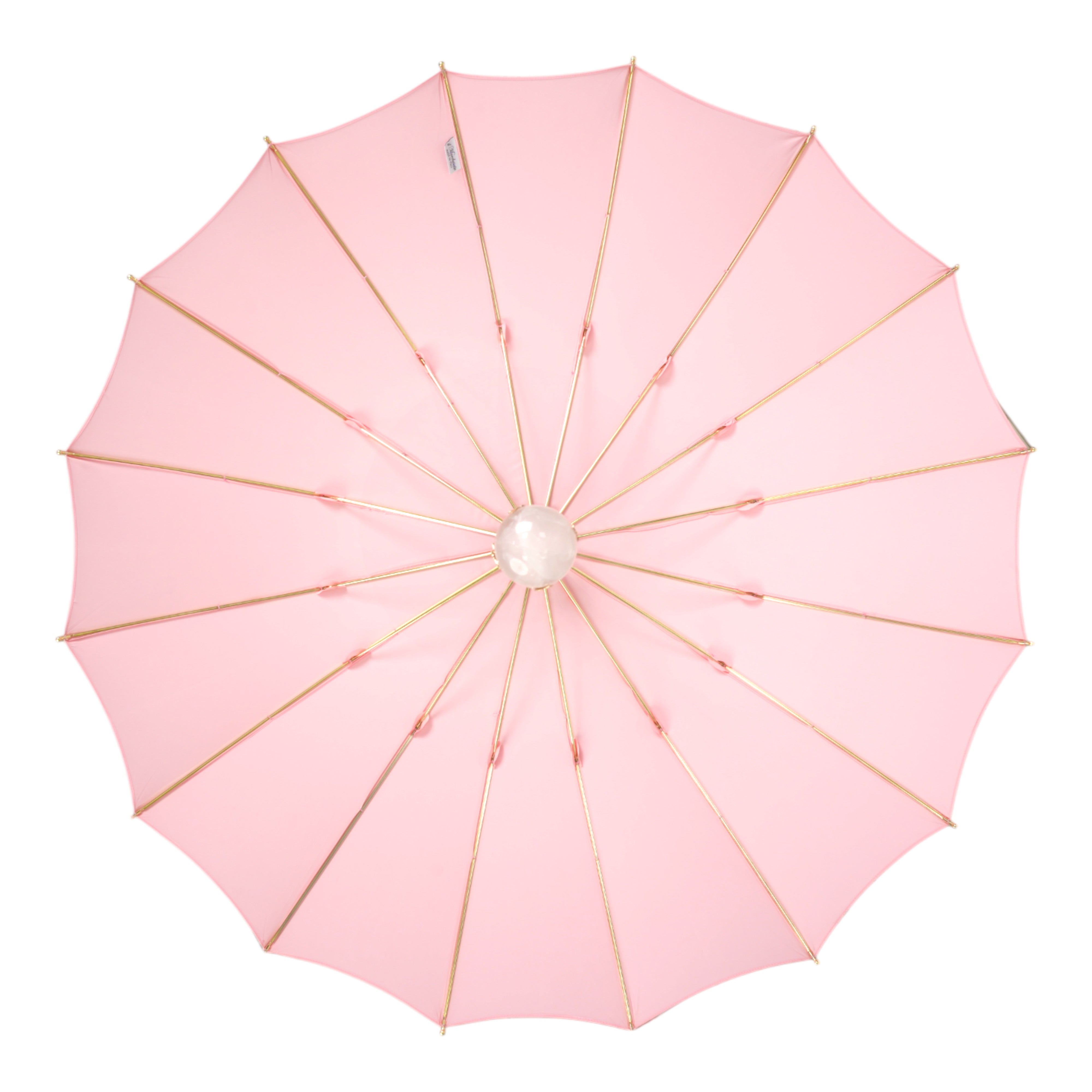 COLLEZIONE LIMITATA - Ombrello rosa con manico placcato oro e pietra di quarzo