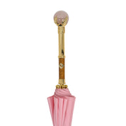 COLLEZIONE LIMITATA - Ombrello rosa con manico placcato oro e pietra di quarzo