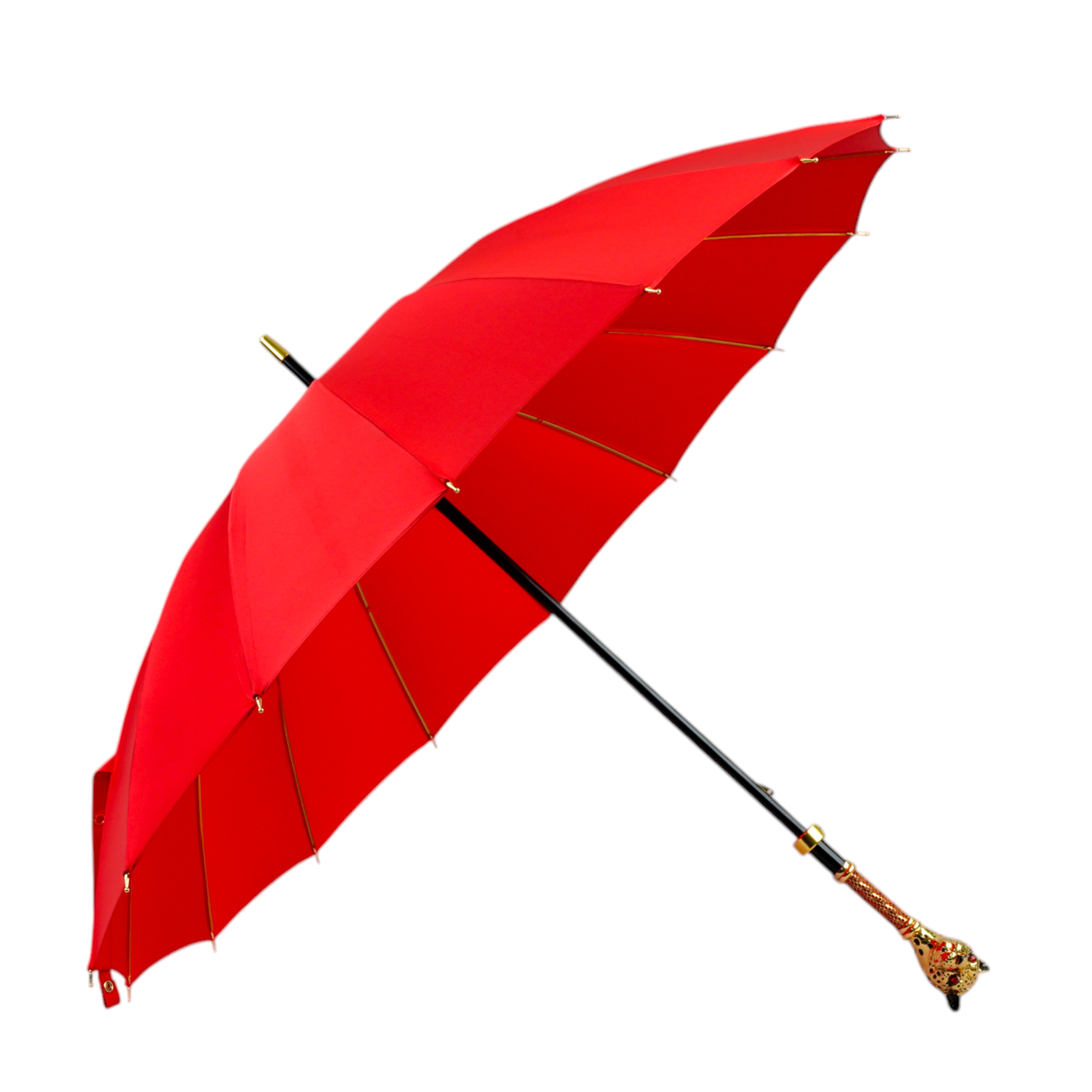 LIMITED COLLECTION - Exclusive Red Umbrella with Jeweled Panther Handle