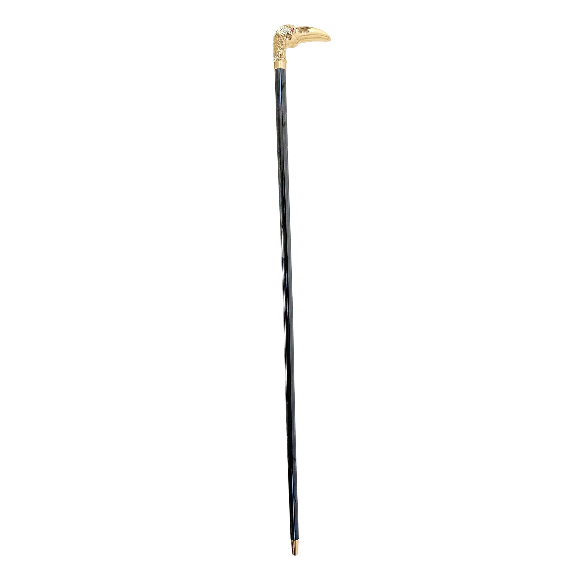 Handmade Toucan Walking stick - 24K gold-plated