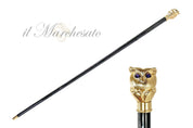 Handmade owl Walking stick with purple stone - 24K gold-plated