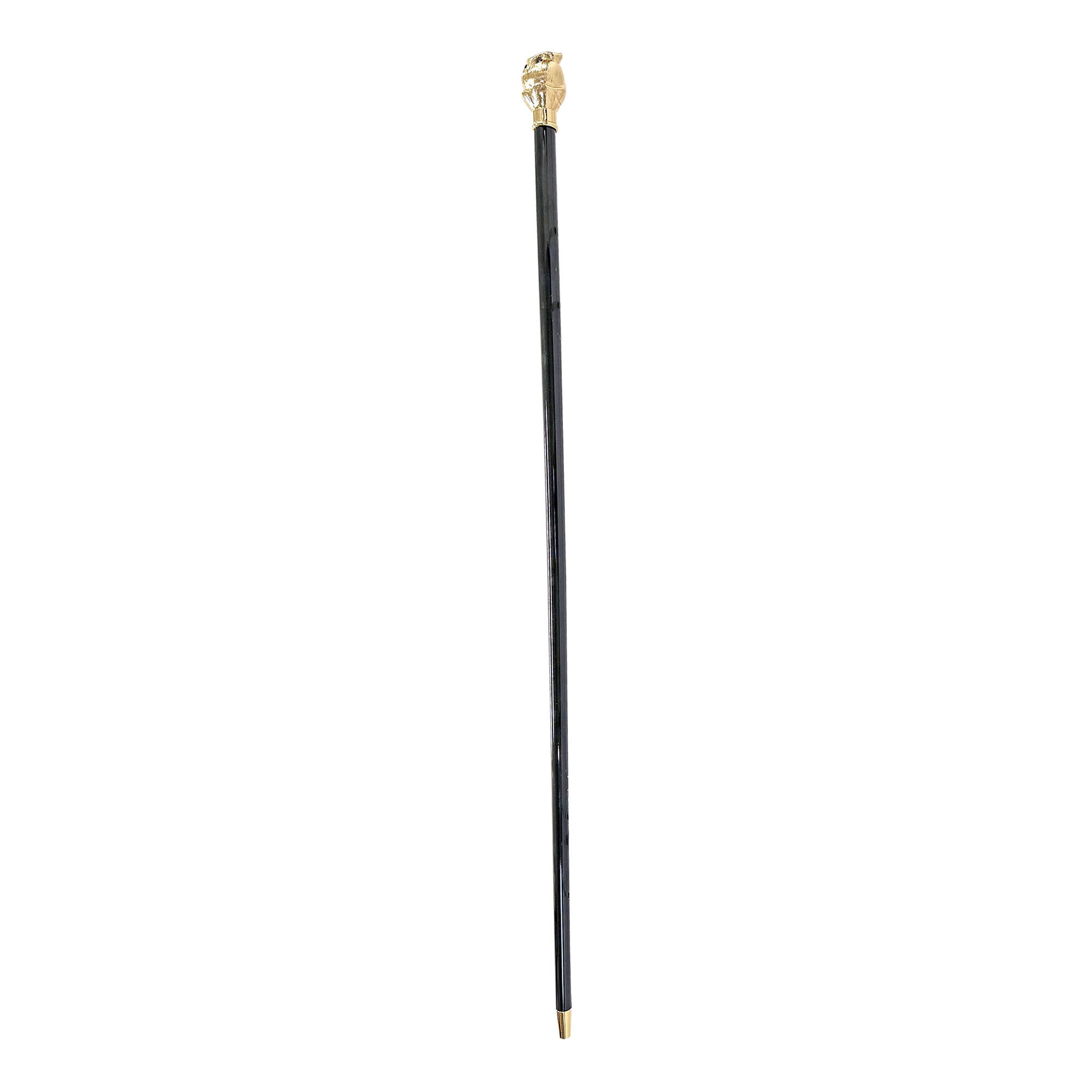 Handmade owl Walking stick with purple stone - 24K gold-plated
