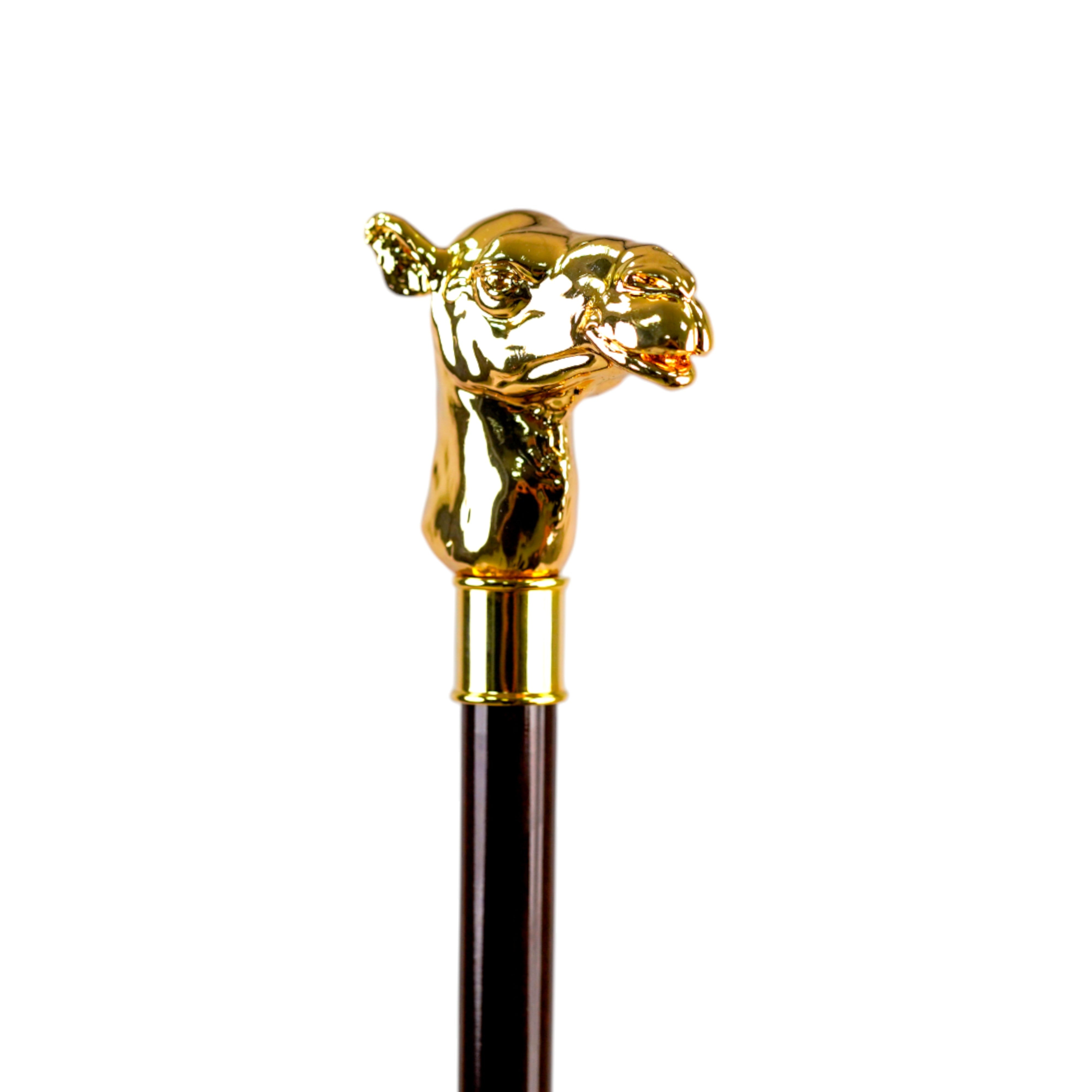 Luxury Walking Stick with Gold-Plated Camel Handle