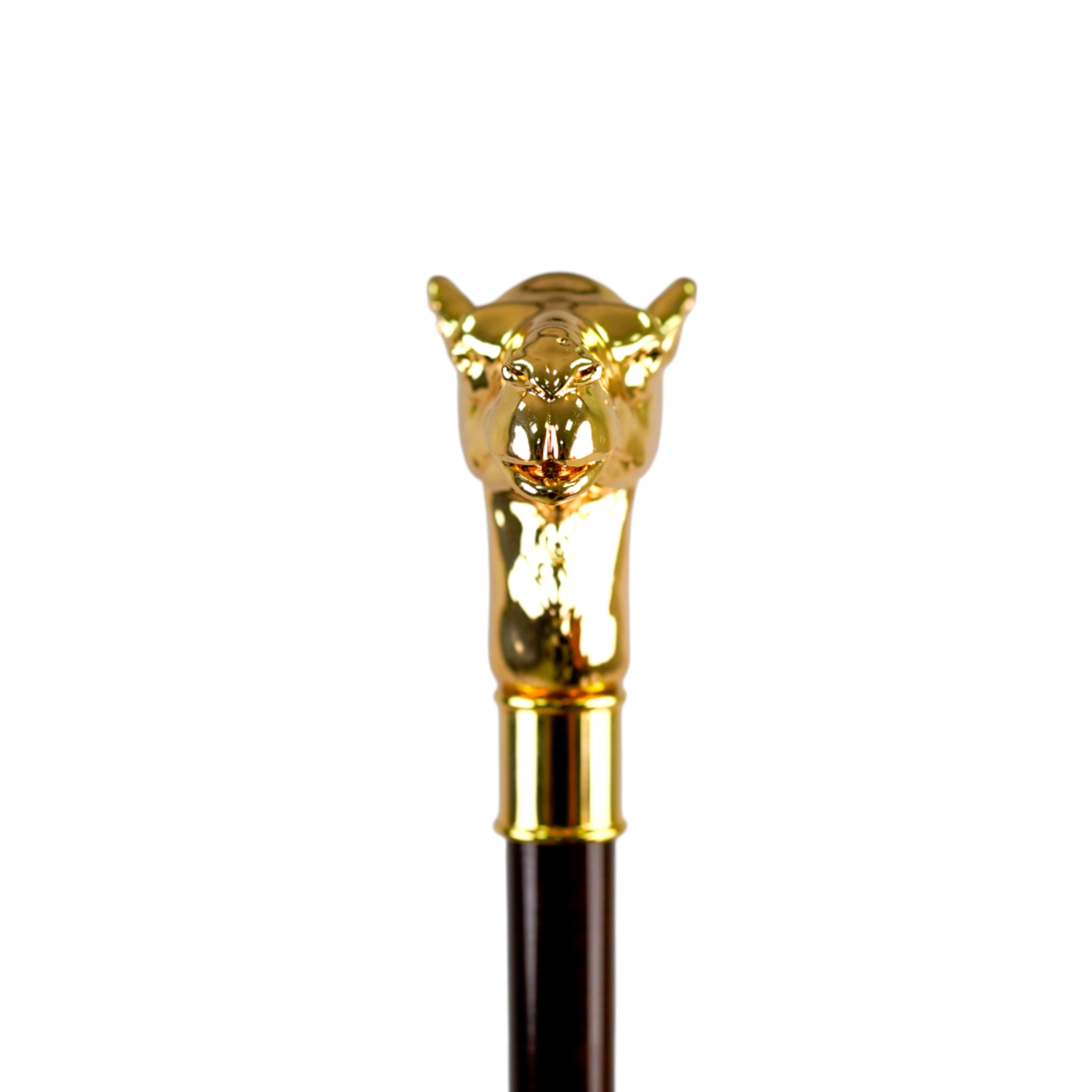 Luxury Walking Stick with Gold-Plated Camel Handle