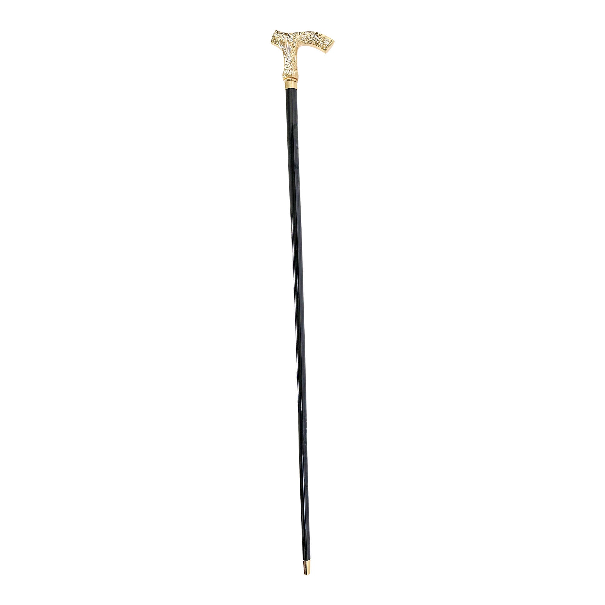 Hand-engraved metal Walking stick - 24K goldplated