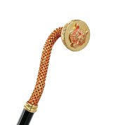 Luxury walking stick with Siam crystal and wolf