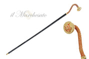 Luxury walking stick with Siam crystal and wolf