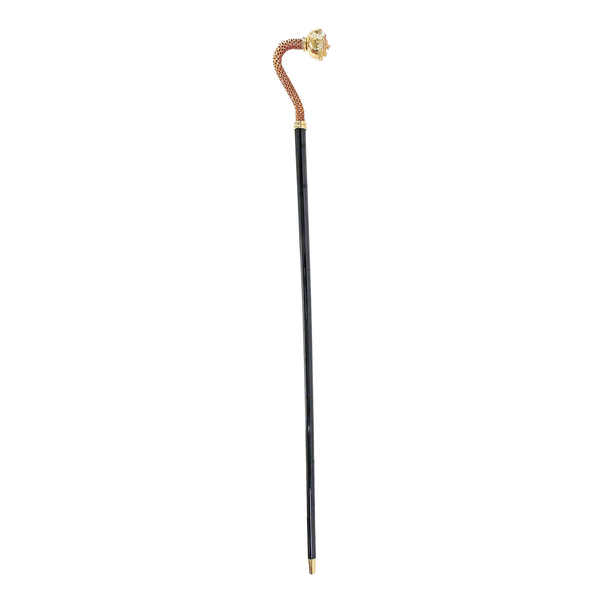 Luxury walking stick with Siam crystal and wolf