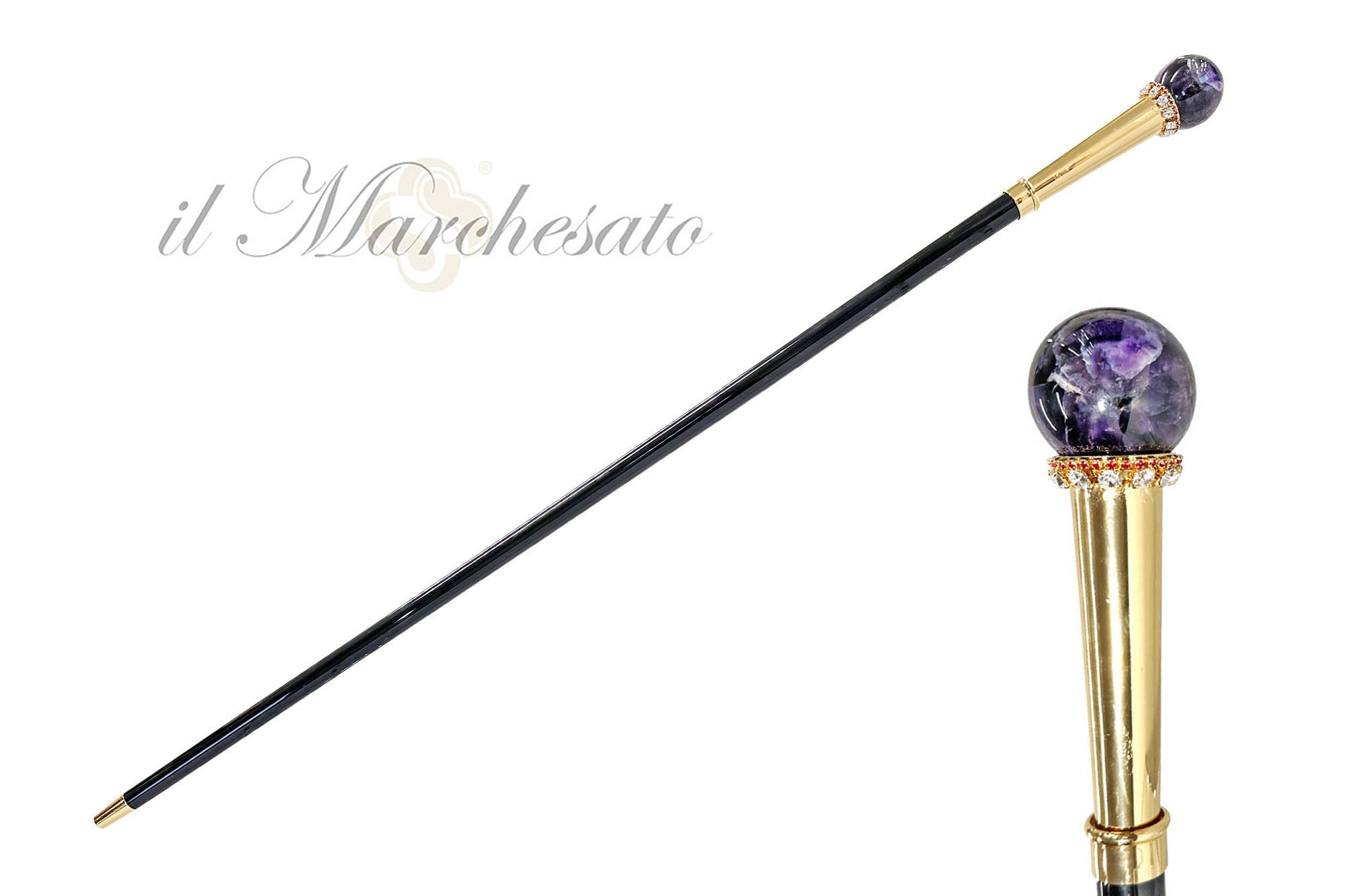 Walking stick - Exquisite Sphere With Minerals Crystals - Natural Amethyst Ball