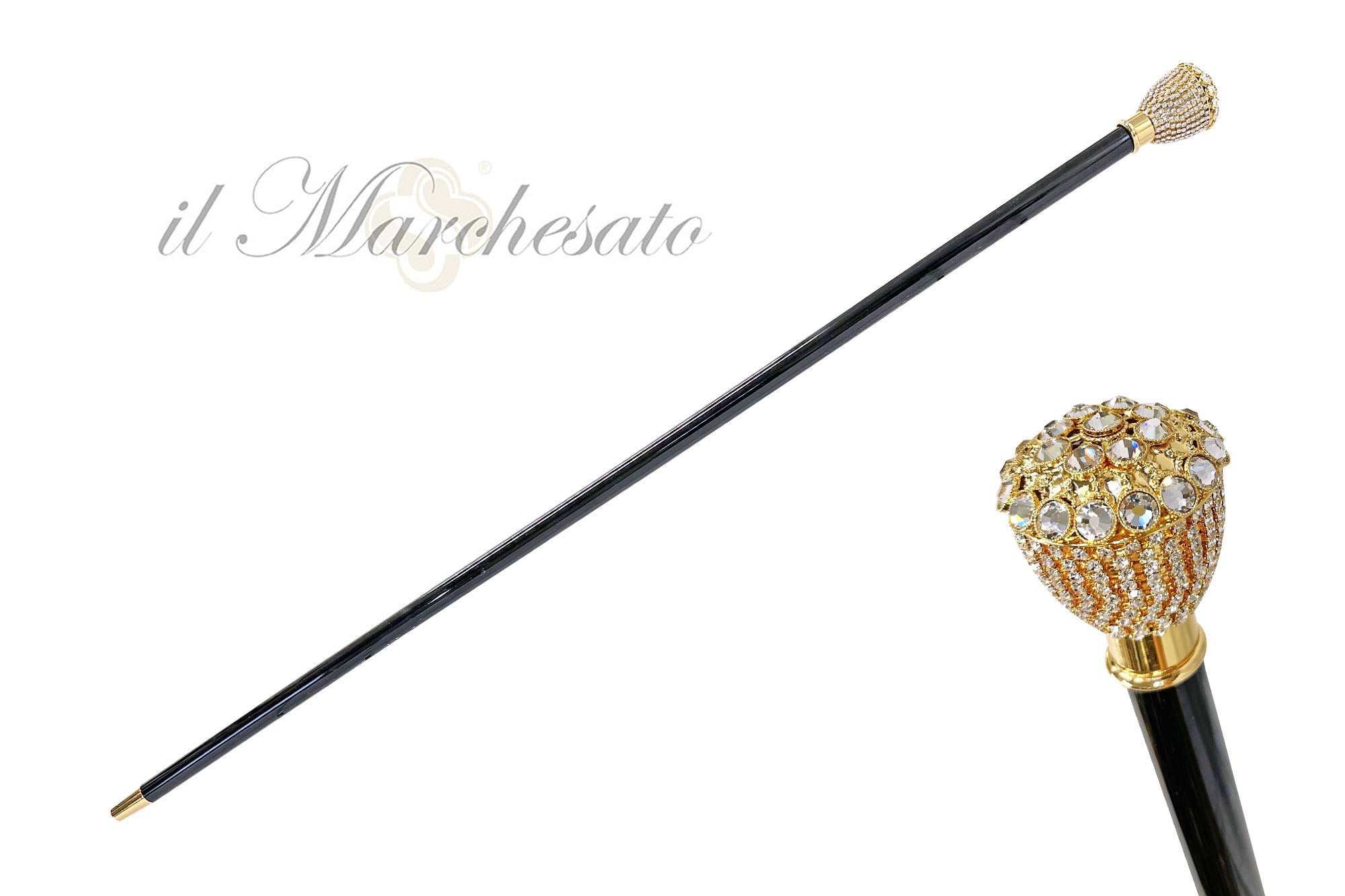 Bright Walkingsticks with Crystals Encrusted Knob – ilMarchesato