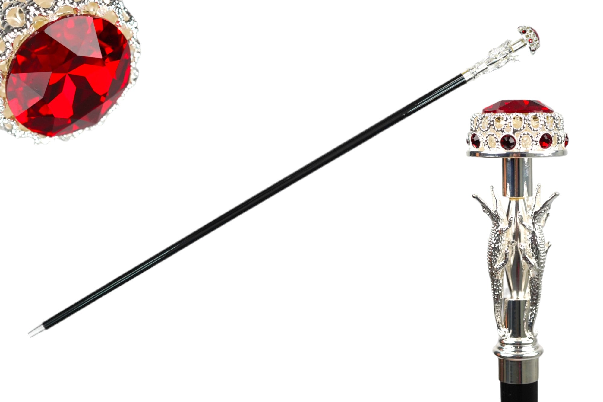 LIMITED COLLECTION - crocodile Handle -  ilMarchesato luxury Walking stick Silverplated 925