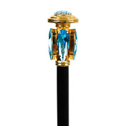 Oceanic Elegance: Exclusive Walking stick with Aquamarine Teardrop Crystal Handle