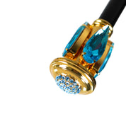 Oceanic Elegance: Exclusive Walking stick with Aquamarine Teardrop Crystal Handle