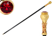 Italian Artisan Excellence: Luxury Walking Cane with 24K Gold Plating and Crystals
