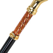 Elegant Italian Craftsmanship: Luxury Walking Cane with 24K Gold Plating and Siam Crystals