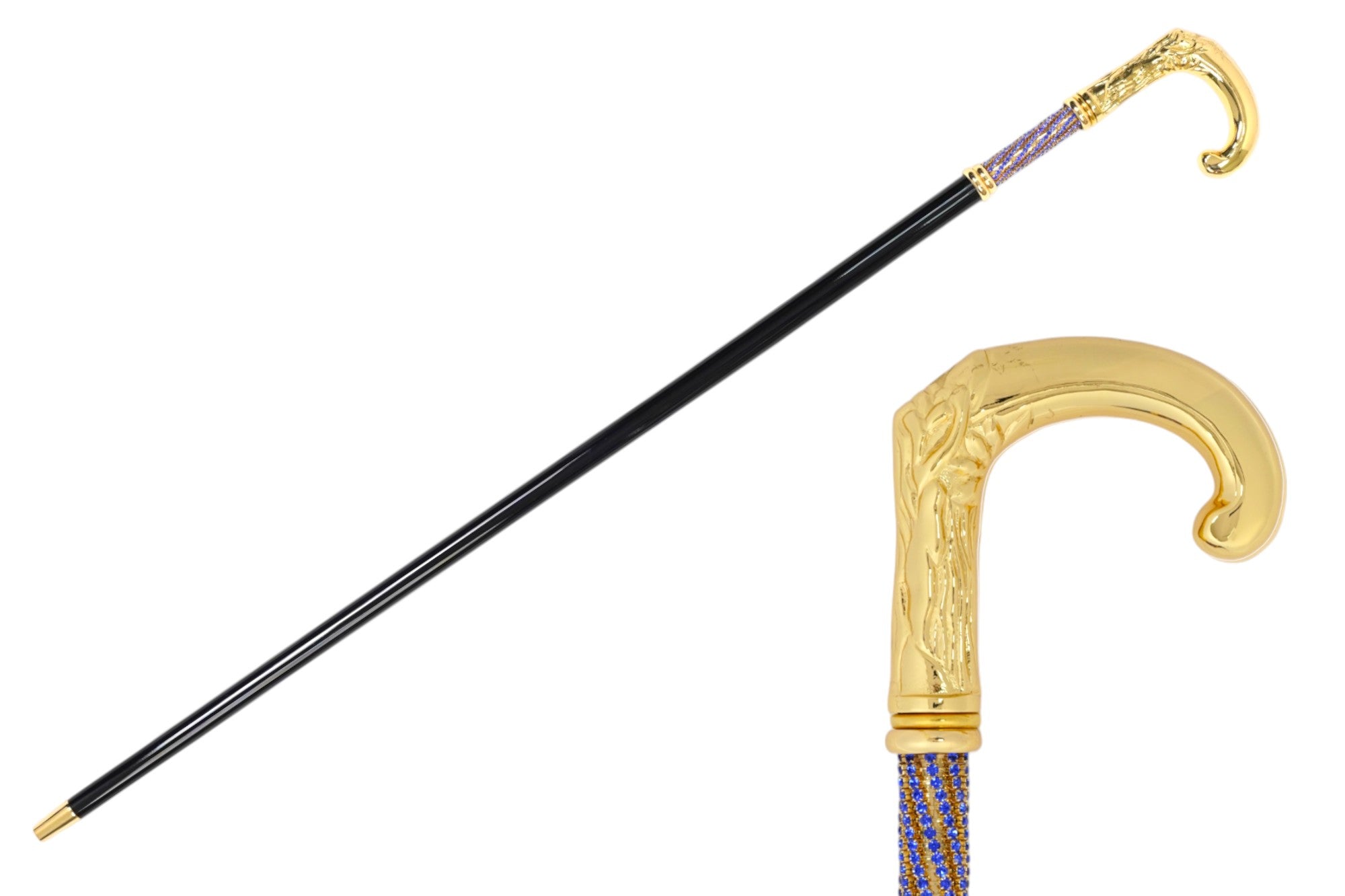 Elegant Italian Craftsmanship: Luxury Walking Cane with 24K Gold Plati ...