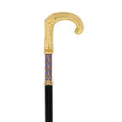 Elegant Italian Craftsmanship: Luxury Walking Cane with 24K Gold Plating and Sapphire Crystals