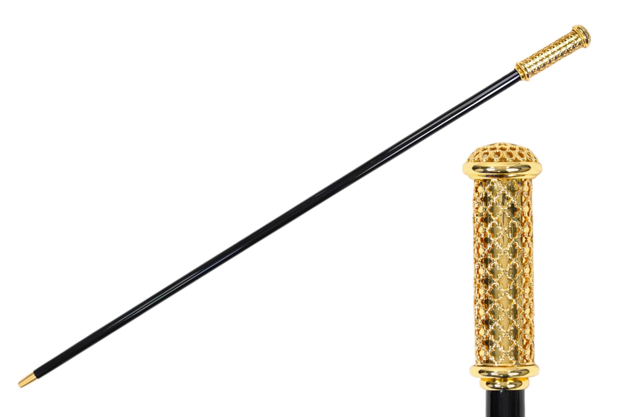 Walking Cane - Elegant Gold Filigree Handle
