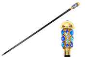 Luxurious Italian Tradition: 24K Gold-Plated Walking Cane Embellished with Crystals