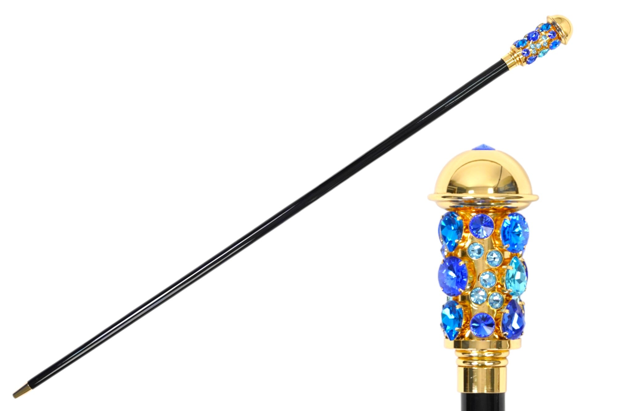 Luxurious Italian Tradition: 24K Gold-Plated Walking Cane Embellished with Crystals