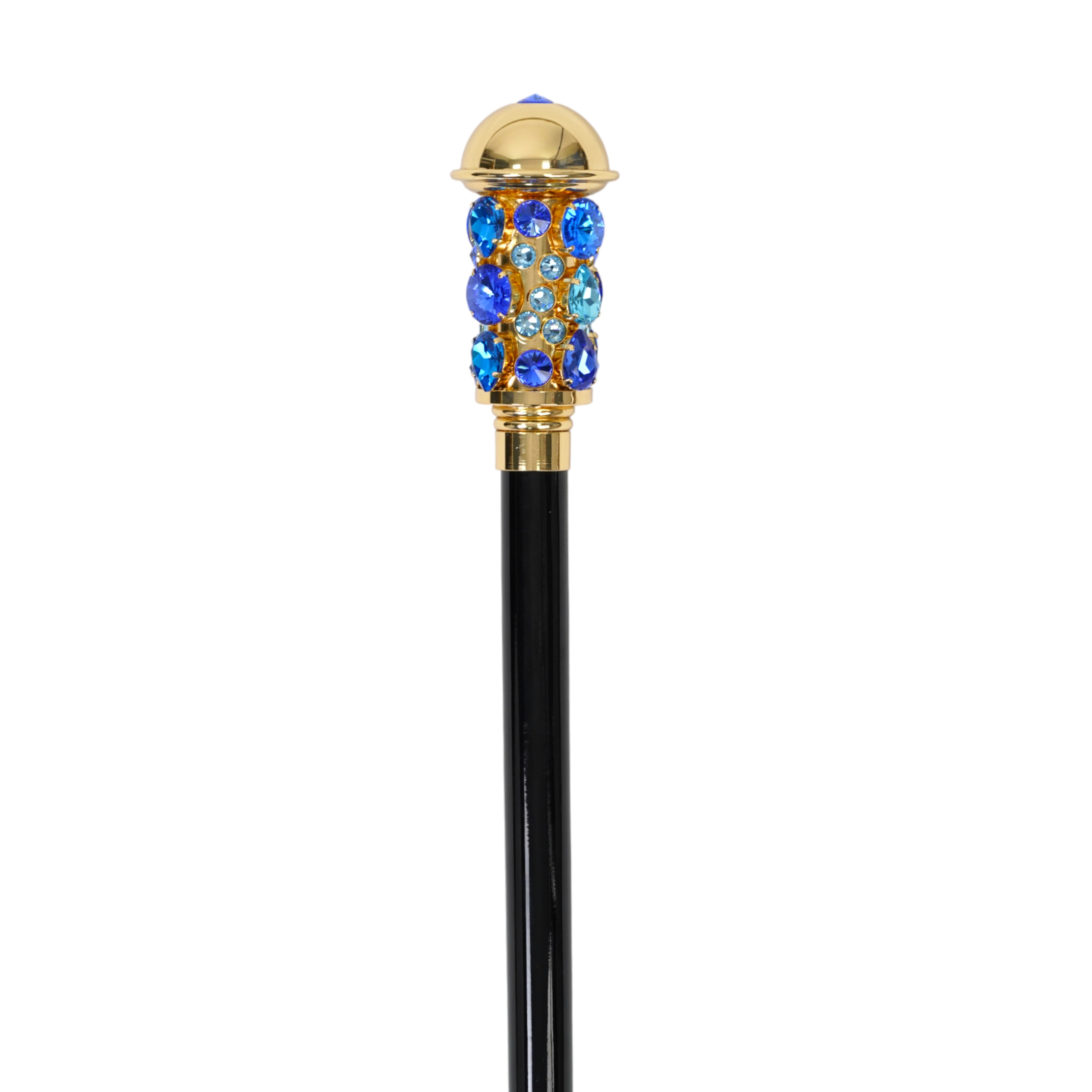 Luxurious Italian Tradition: 24K Gold-Plated Walking Cane Embellished with Crystals