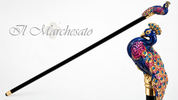 Bastone pavone con elementi Swarovski - Smeraldo