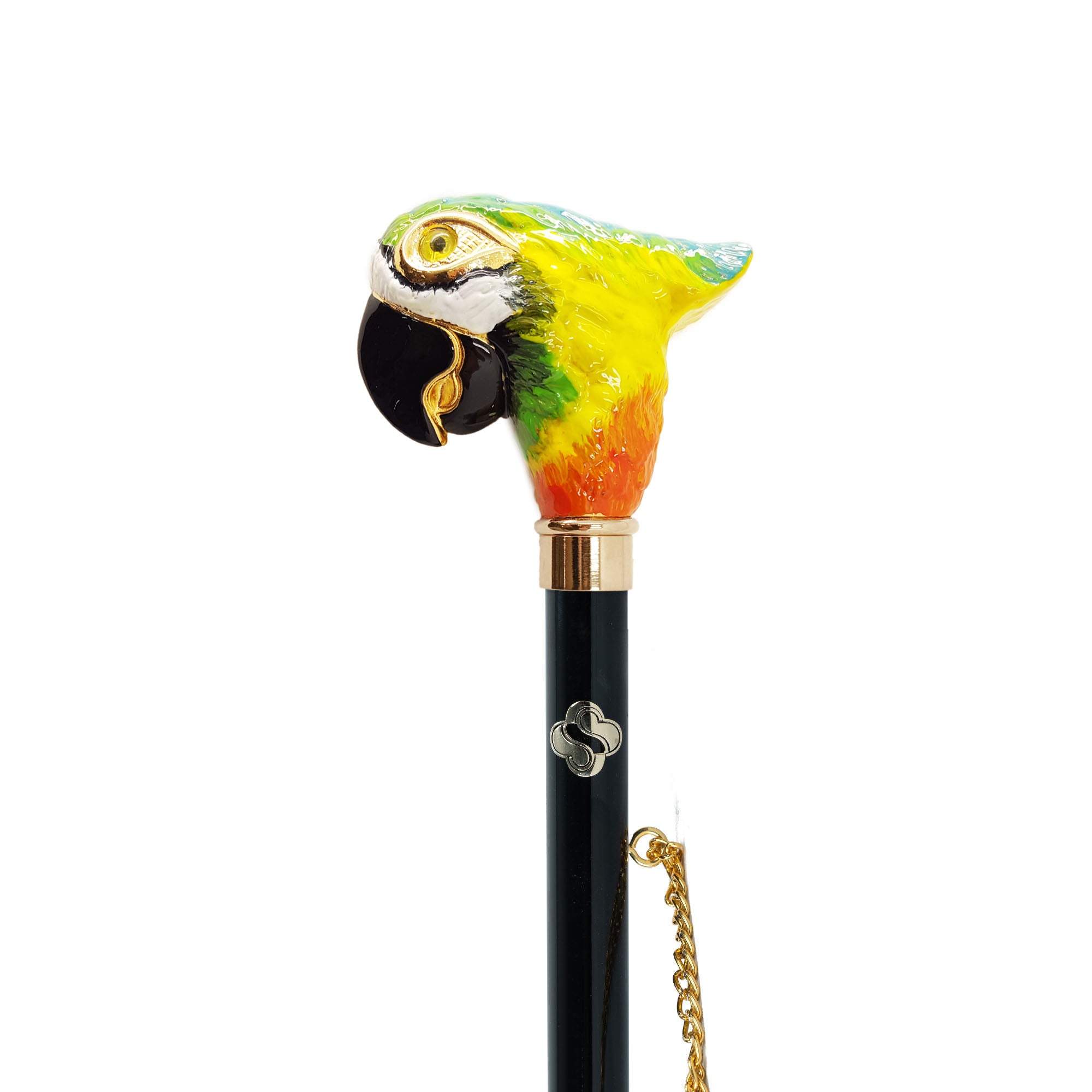 Parrot Paradise: 24K Gold-Plated Shoehorn with Hand-Painted Parrot Handle