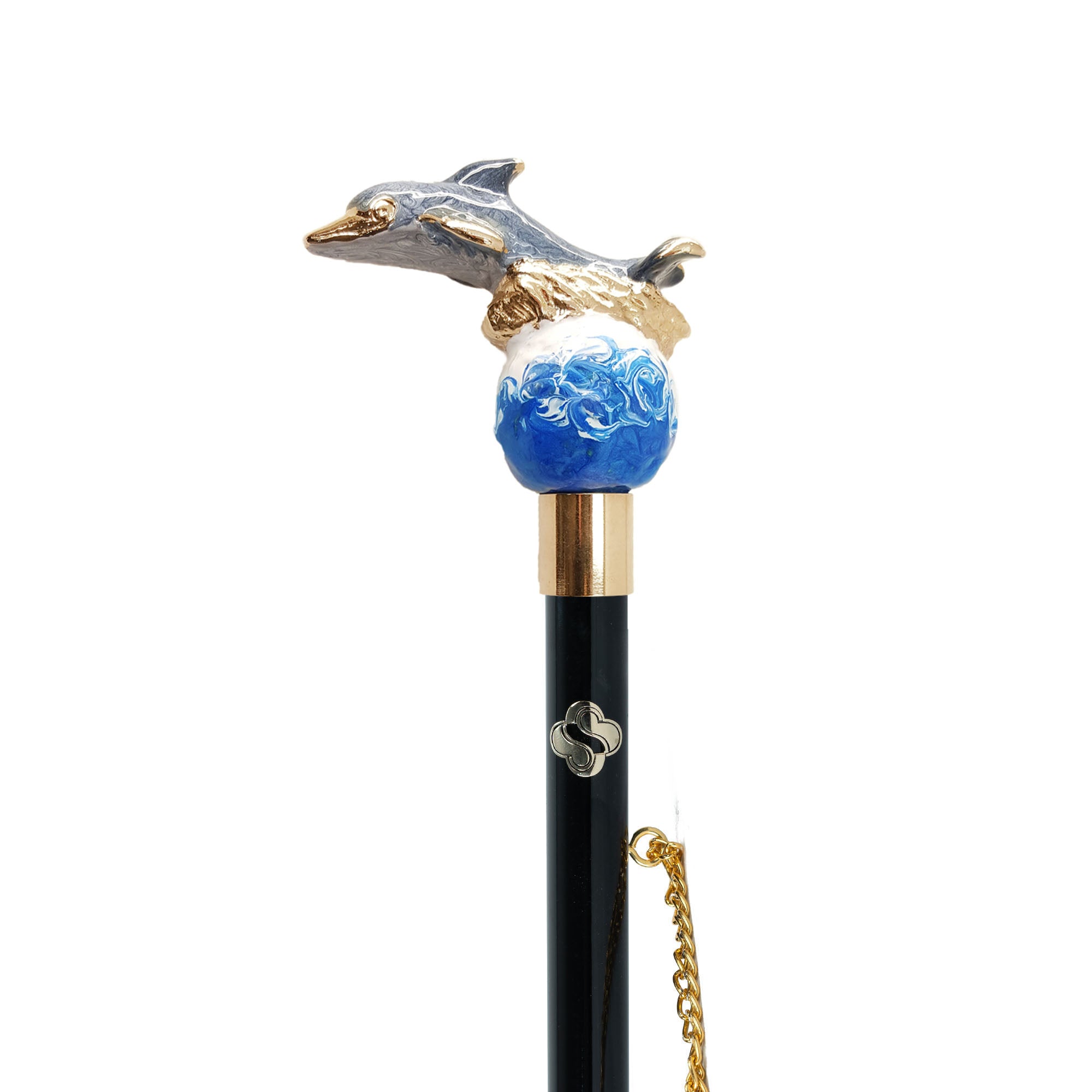 Dolphin Delight: Hand-Painted 24K Gold-Plated Dolphin Shoehorn