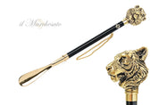 Majestad Tigre: Calzador artesanal con mango de tigre chapado en oro de 24 quilates