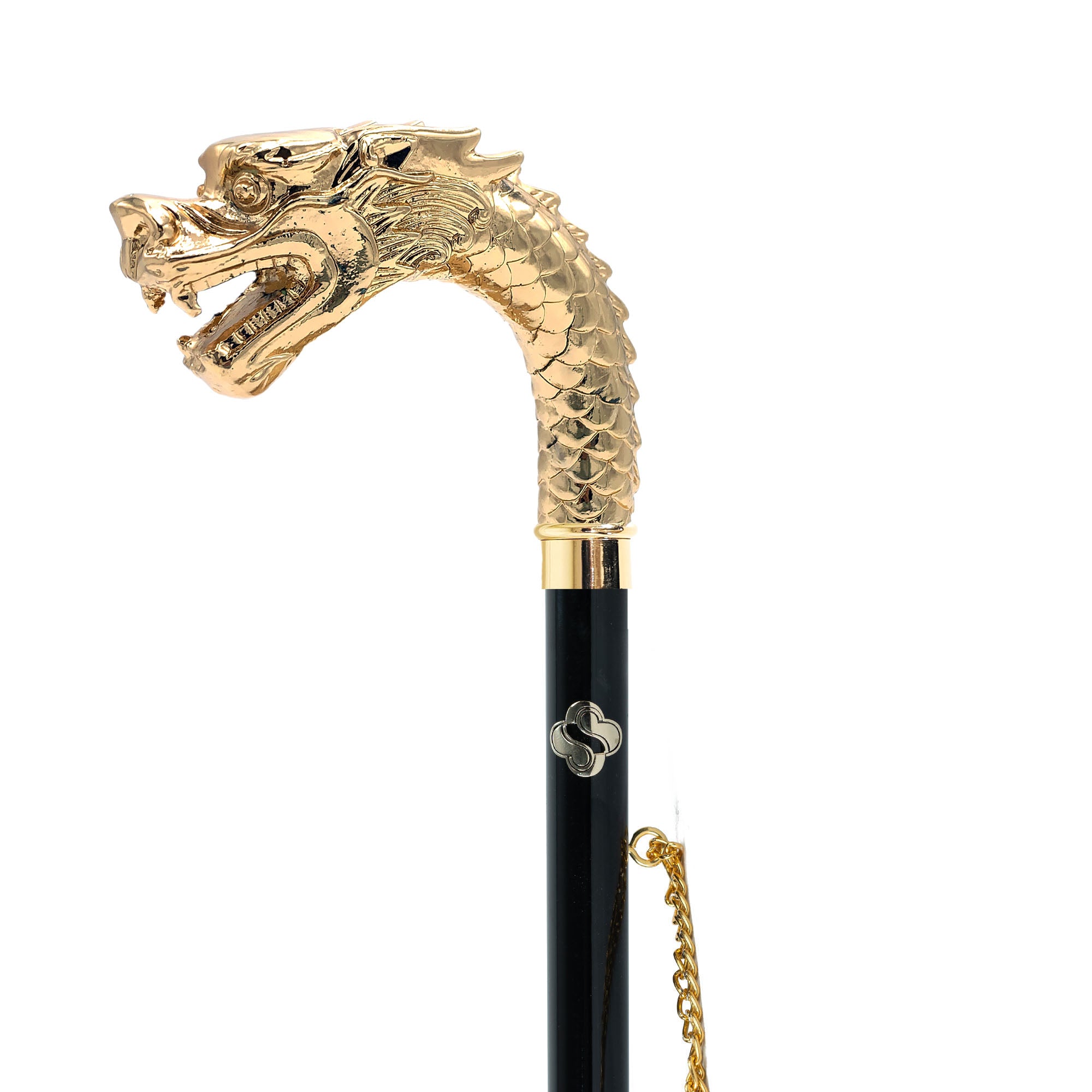 Gracia del Dragón: Calzador artesanal con mango de dragón - Bañado en oro de 24K
