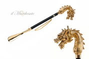 Gracia del Dragón: Calzador artesanal con mango de dragón - Bañado en oro de 24K