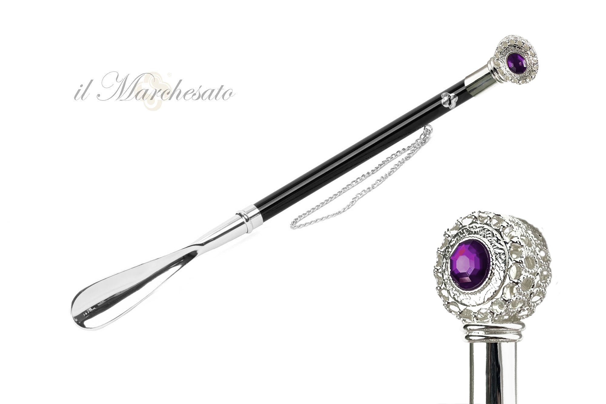 Luxury Shoehorn with Amethyst crystals