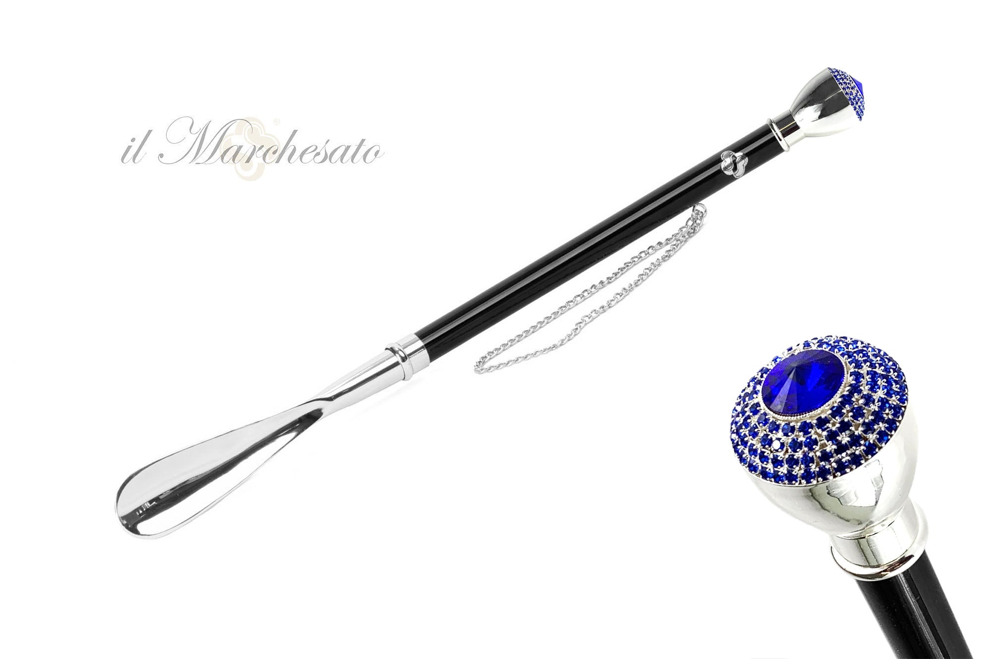Calzador elegante - Pomo con incrustaciones de zafiro