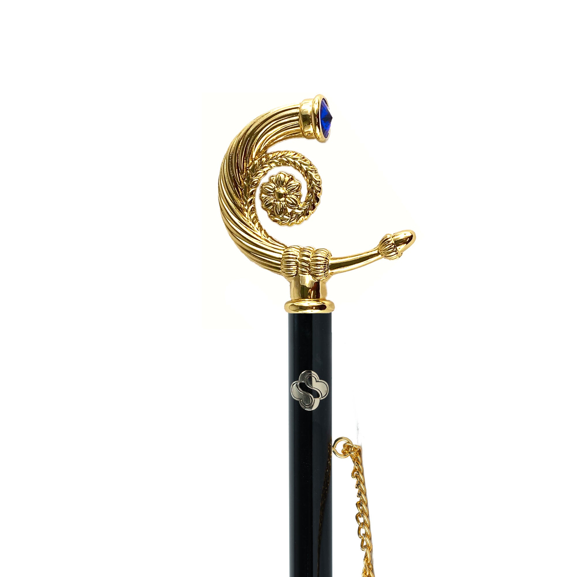 Sculpted Elegance: Italian Shoehorn with Sapphire Crystal